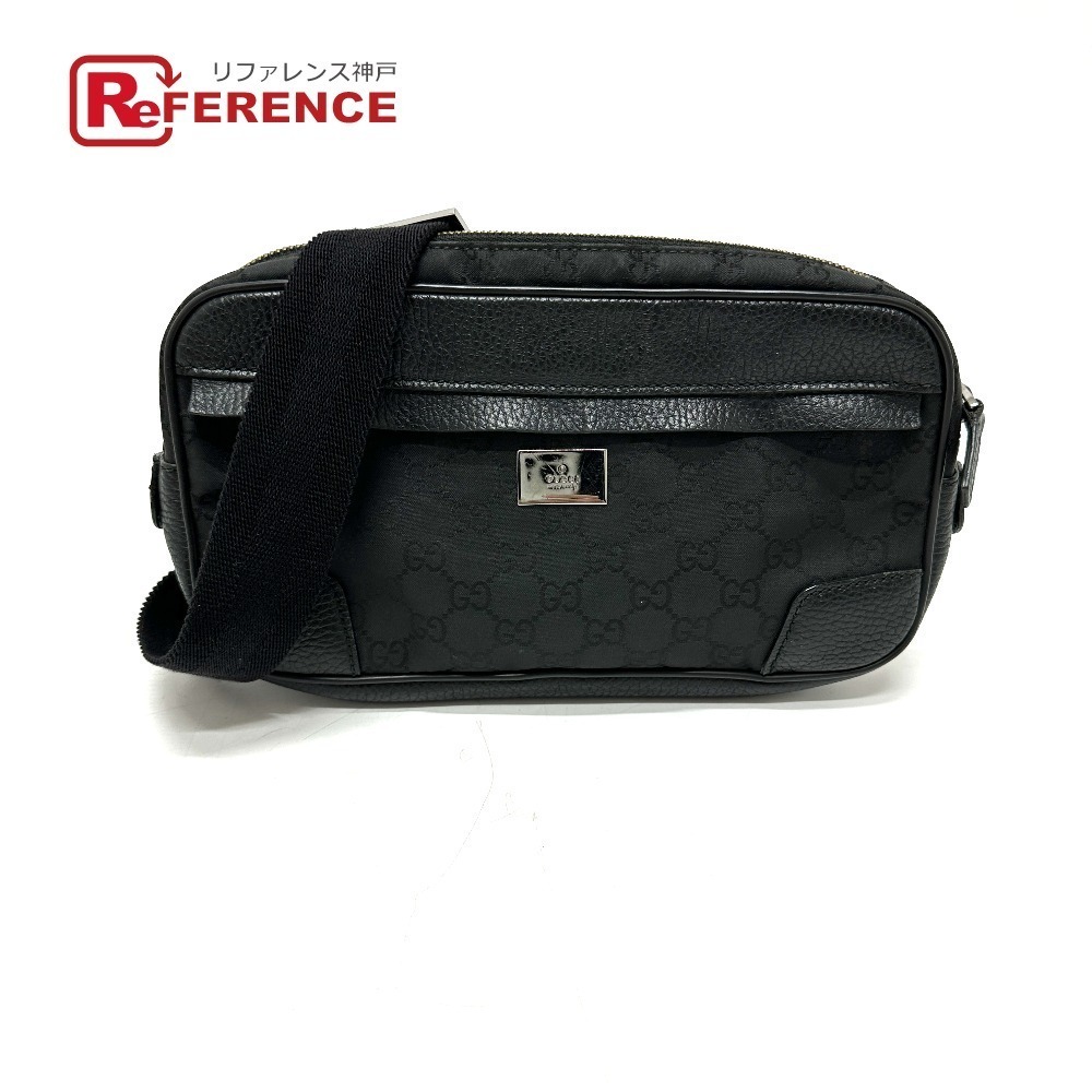 GUCCI GG Body Bum Crossbody Belt Bag Waist Leather Black